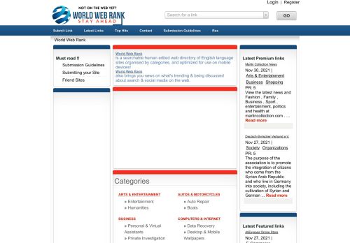 لقطة شاشة لموقع World Web Rank Directory
بتاريخ 01/12/2021
بواسطة دليل مواقع روكيني