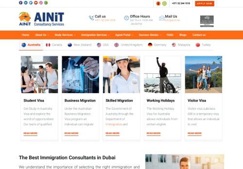 لقطة شاشة لموقع AINiT - immigration Consultants - Education Consultant in Dubai
بتاريخ 17/12/2020
بواسطة دليل مواقع روكيني
